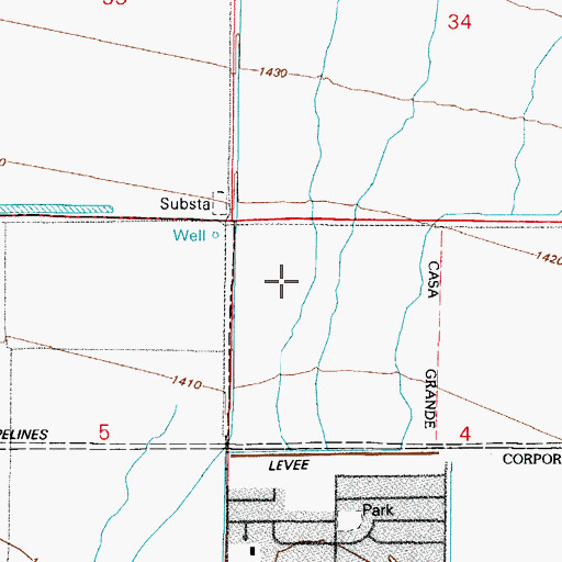 Topographic Map of Casa Grande Union High School, AZ