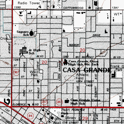 Topographic Map of Casa Verde High School, AZ