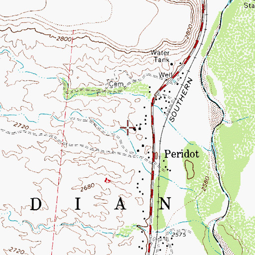 Topographic Map of Peridot Lutheran Elementary School, AZ