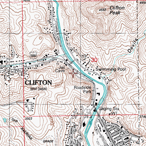 Topographic Map of Greenlee Alternative School, AZ