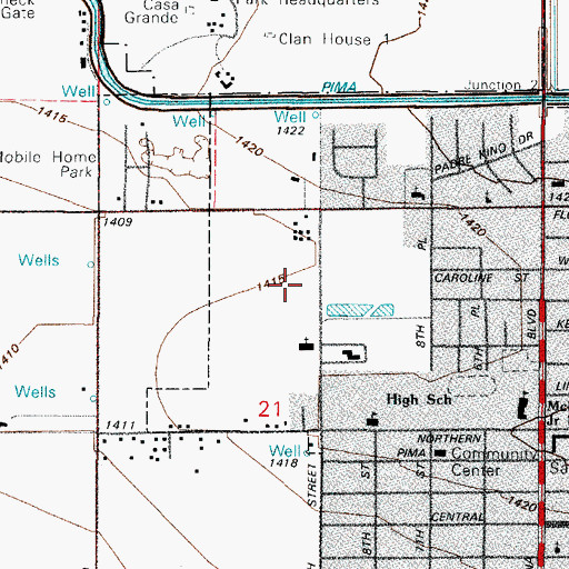 Topographic Map of Hohokam Middle School, AZ