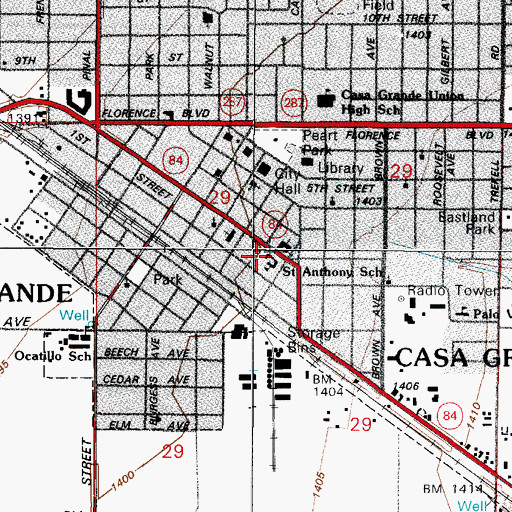 Topographic Map of Saint Anthony of Padua Catholic School, AZ