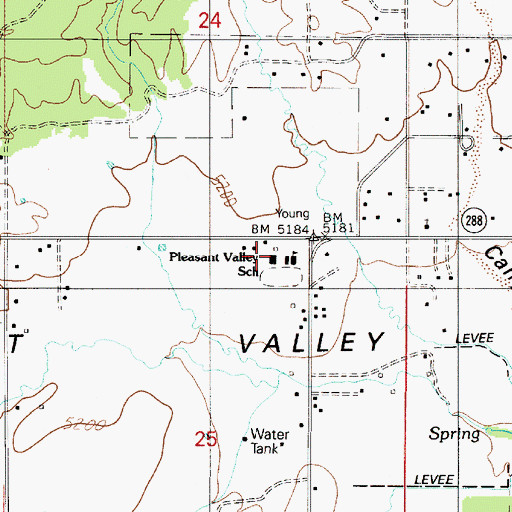 Topographic Map of Young Teaching High School, AZ