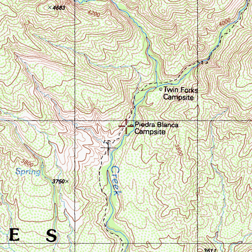Topographic Map of Piedra Blanca Campsite, CA