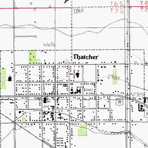 Topographic Map of Thatcher Middle School, AZ