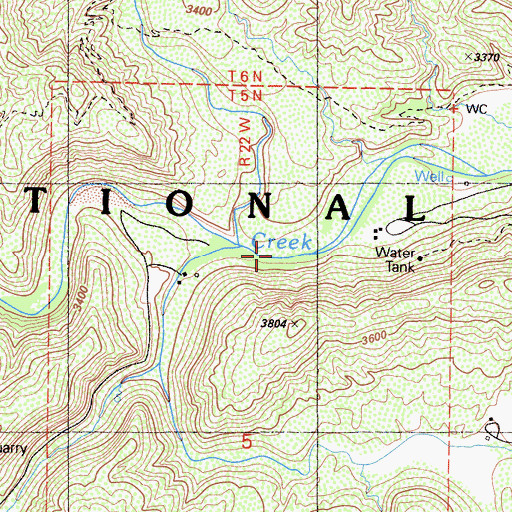 Topographic Map of Rock Creek, CA