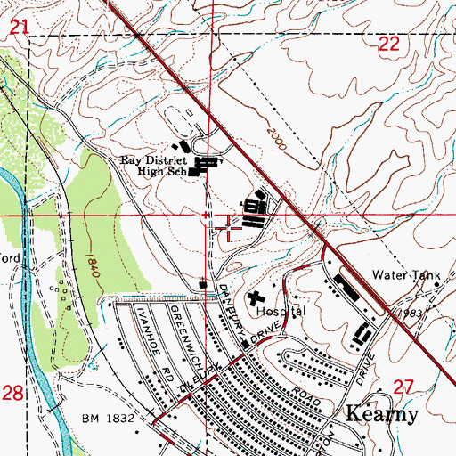 Topographic Map of Ray Primary School, AZ