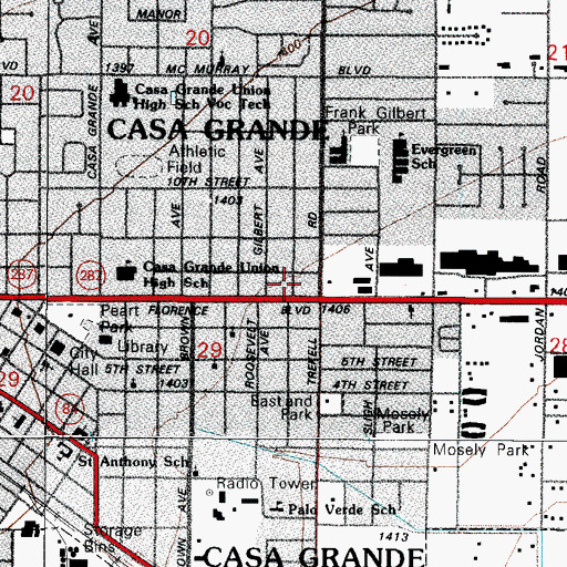 Topographic Map of Central Arizona College Casa Grande Center, AZ