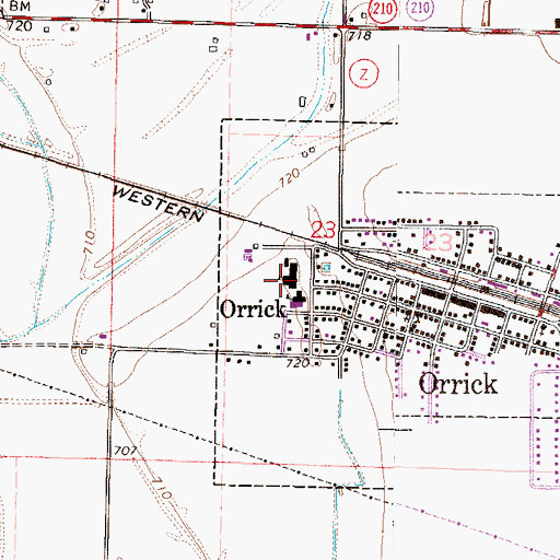 Topographic Map of Orrick Elementary School, MO