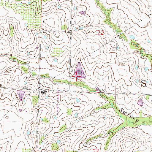 Topographic Map of Prairie Branch Elementary School, MO