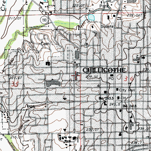 Topographic Map of Dewey School, MO