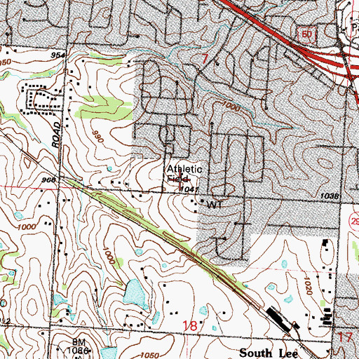 Topographic Map of Pleasant Lea Middle School, MO