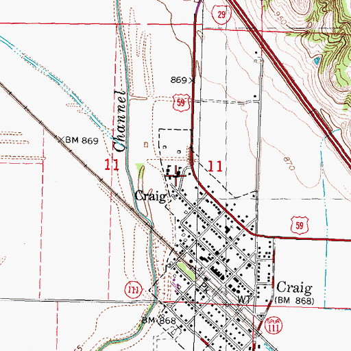Topographic Map of Craig Elementary School, MO