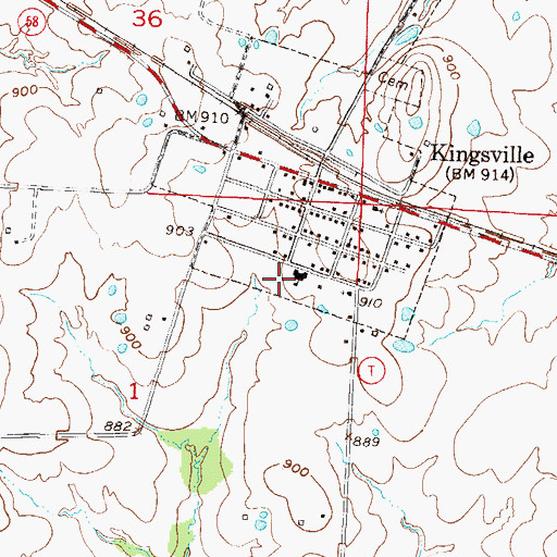 Topographic Map of Kingsville Elementary School, MO