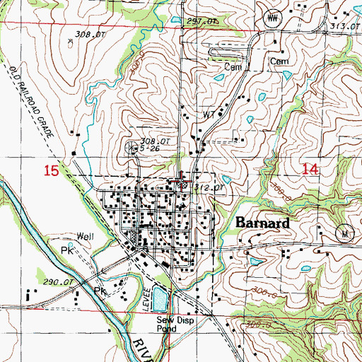 Topographic Map of South Nodaway High School, MO