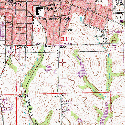 Topographic Map of Richmond Middle School, MO