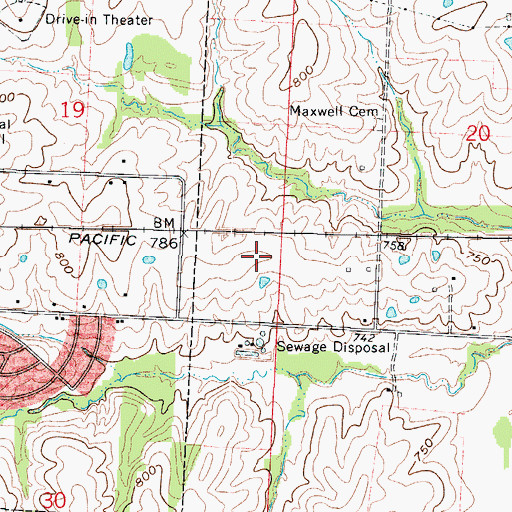 Topographic Map of Warrensburg Area Career Center, MO
