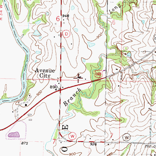 Topographic Map of Avenue City Elementary School, MO