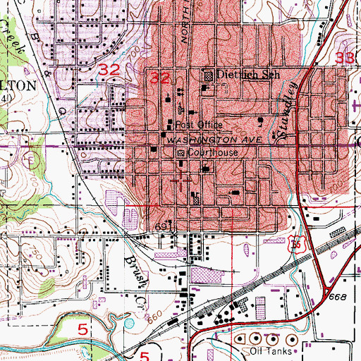 Topographic Map of Root Middle School, MO