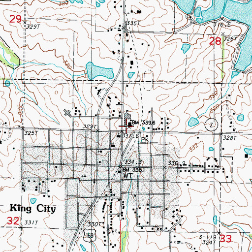Topographic Map of King City Elementary School, MO