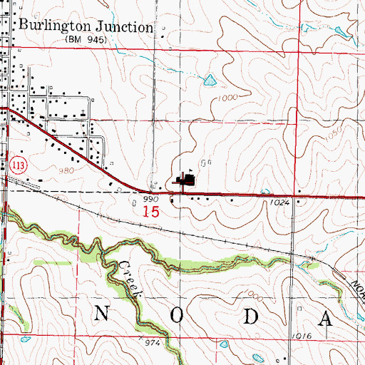 Topographic Map of West Nodaway Elementary School, MO