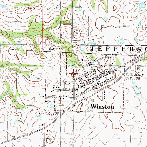 Topographic Map of Winston Elementary School, MO