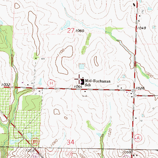 Topographic Map of Mid - Buchanan Senior High School, MO