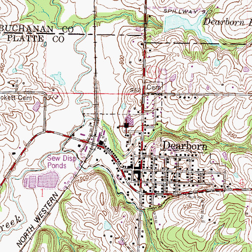 Topographic Map of North Platte High School, MO