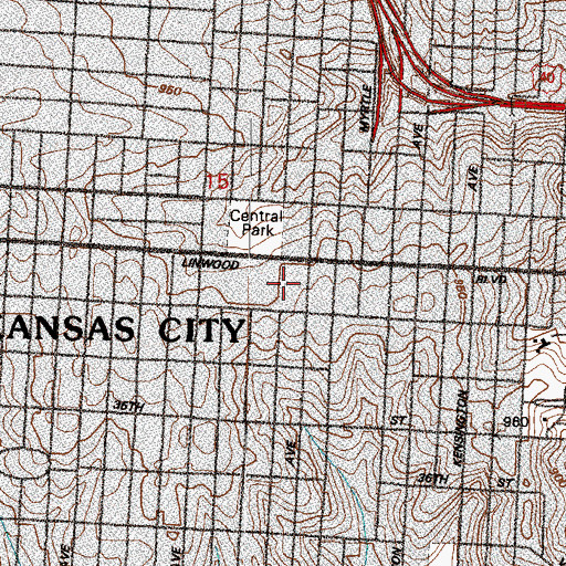 Topographic Map of Central Middle School, MO