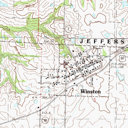 Topographic Map of Winston High School, MO