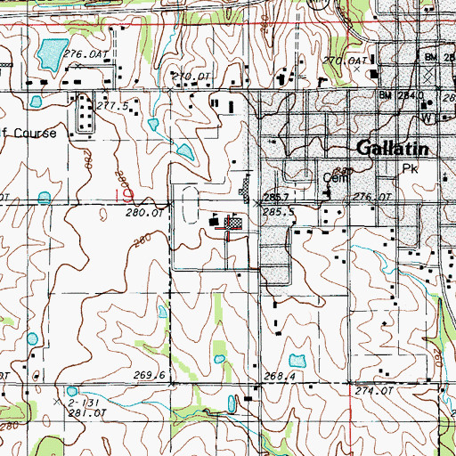 Topographic Map of Gallatin High School, MO