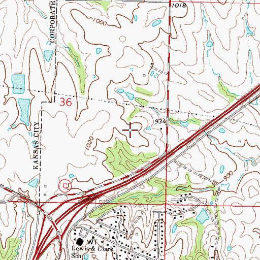 Topographic Map of Warren Hills Elementary School, MO