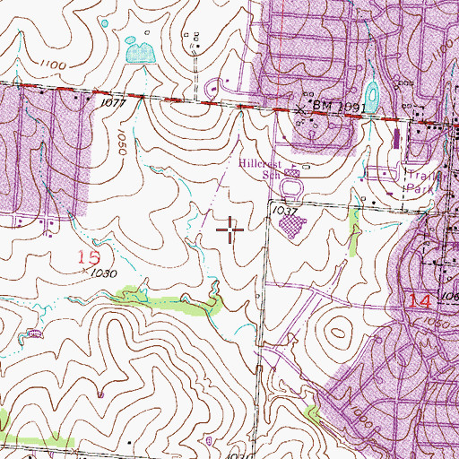 Topographic Map of Mill Creek Upper Elementary School, MO