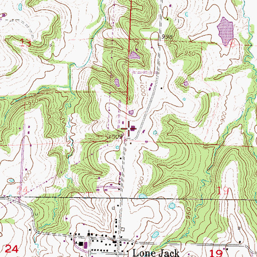 Topographic Map of Lone Jack Elementary School, MO