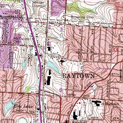 Topographic Map of Cedarvale Junior Academy, MO