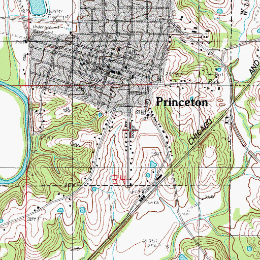 Topographic Map of Princeton Junior Senior High School, MO