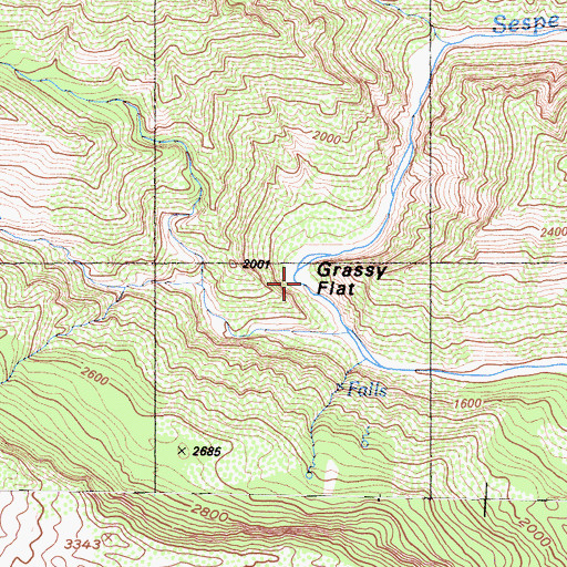 Topographic Map of Grassy Flat, CA