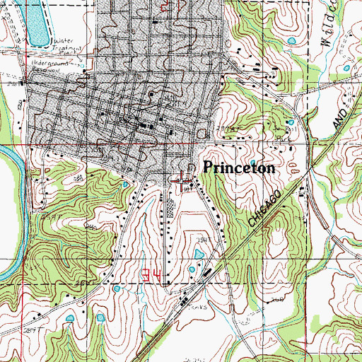 Topographic Map of Princeton Elementary School, MO