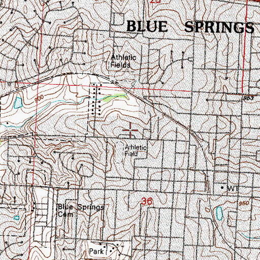 Topographic Map of Blue Springs School District Special Service Center, MO