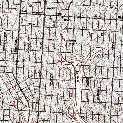 Topographic Map of Westport Comprehensive Secondary Charter School, MO