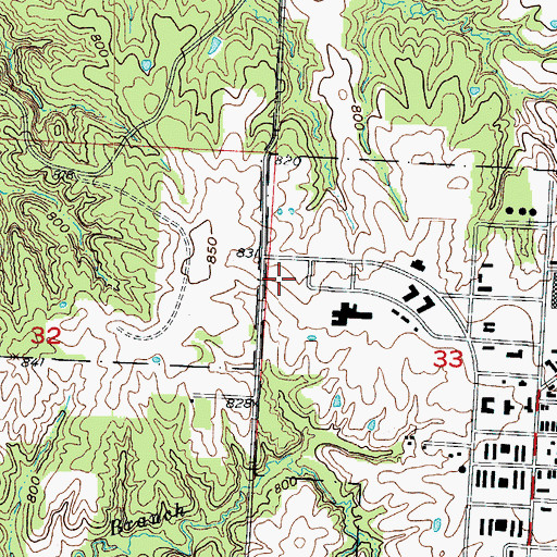 Topographic Map of Whiteman Air Force Base Elementary School, MO