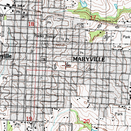 Topographic Map of Eugene Field Elementary School, MO