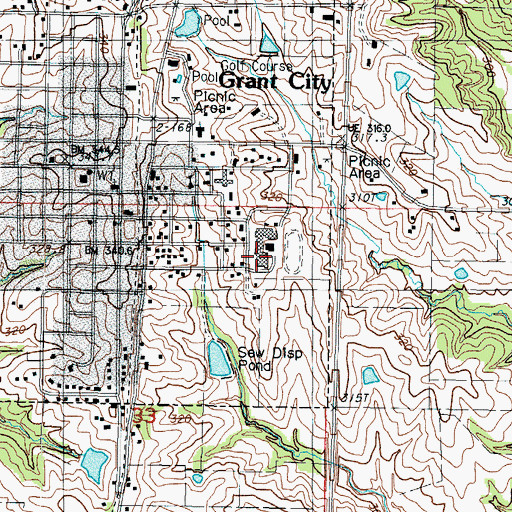 Topographic Map of Worth County High School, MO