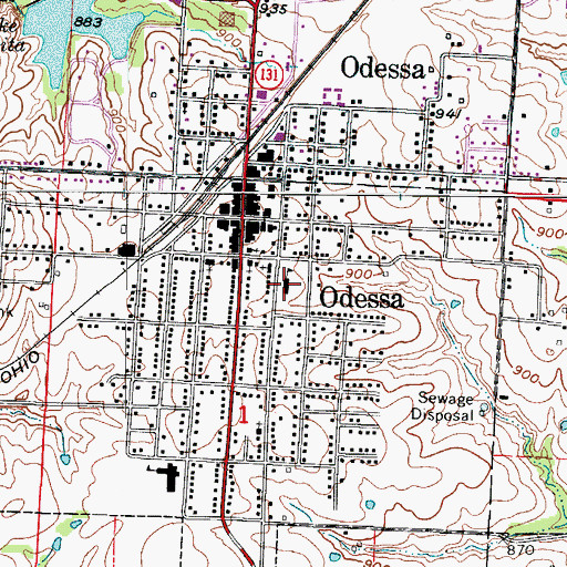 Topographic Map of Odessa Upper Elementary School (historical), MO