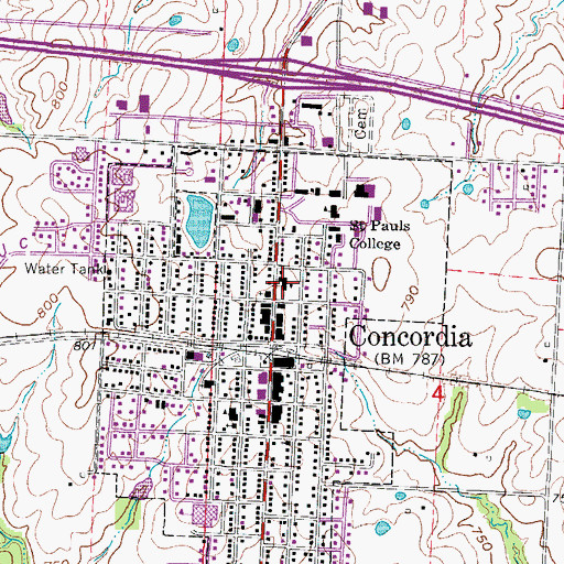 Topographic Map of Saint Paul's Lutheran School, MO