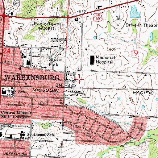 Topographic Map of Nellie Hart Sterling Elementary School, MO
