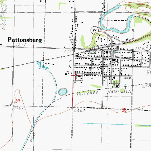 Topographic Map of Pattonsburg Elementary School, MO