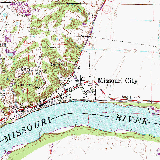 Topographic Map of Missouri City Elementary School, MO