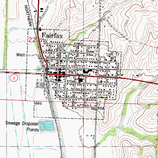 Topographic Map of Fairfax Elementary School, MO