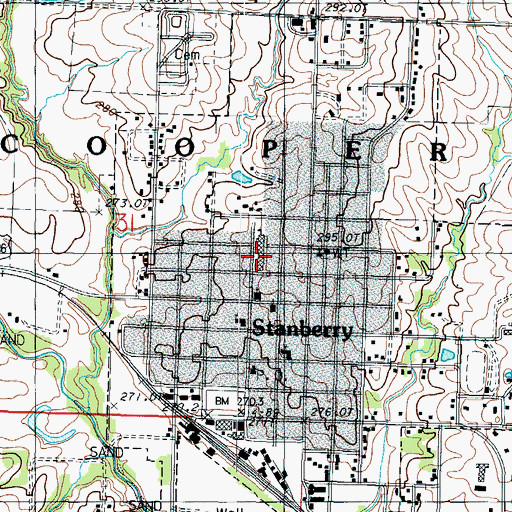 Topographic Map of Stanberry High School, MO